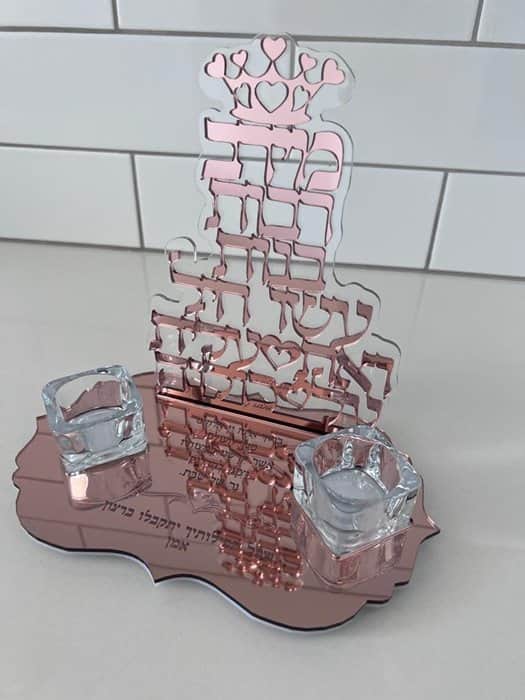 רוז גולד שני נרות 2