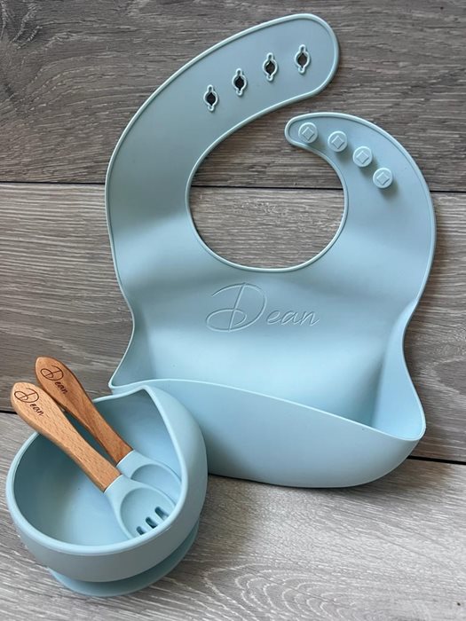 סינר וסט אוכל מסיליקון בצבע תכלת