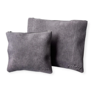 סט כיסויים לטלית ותפילין מבד קורדרוי בצבע אפור עכבר