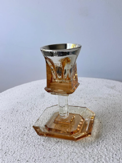 כוס קידוש קריסטלית מוזהבת