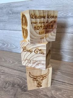 תעודת לידה קובייה תלת ממדית עם חריטה אישית